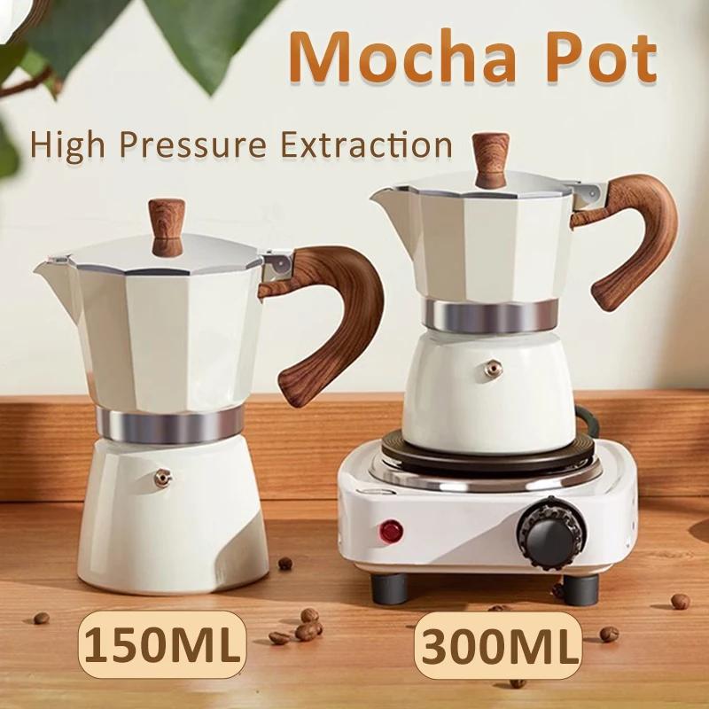 Machine à expresso Vintage avec manche en bois, Pot Moka de 150ml 300ml, outils de café italien clas