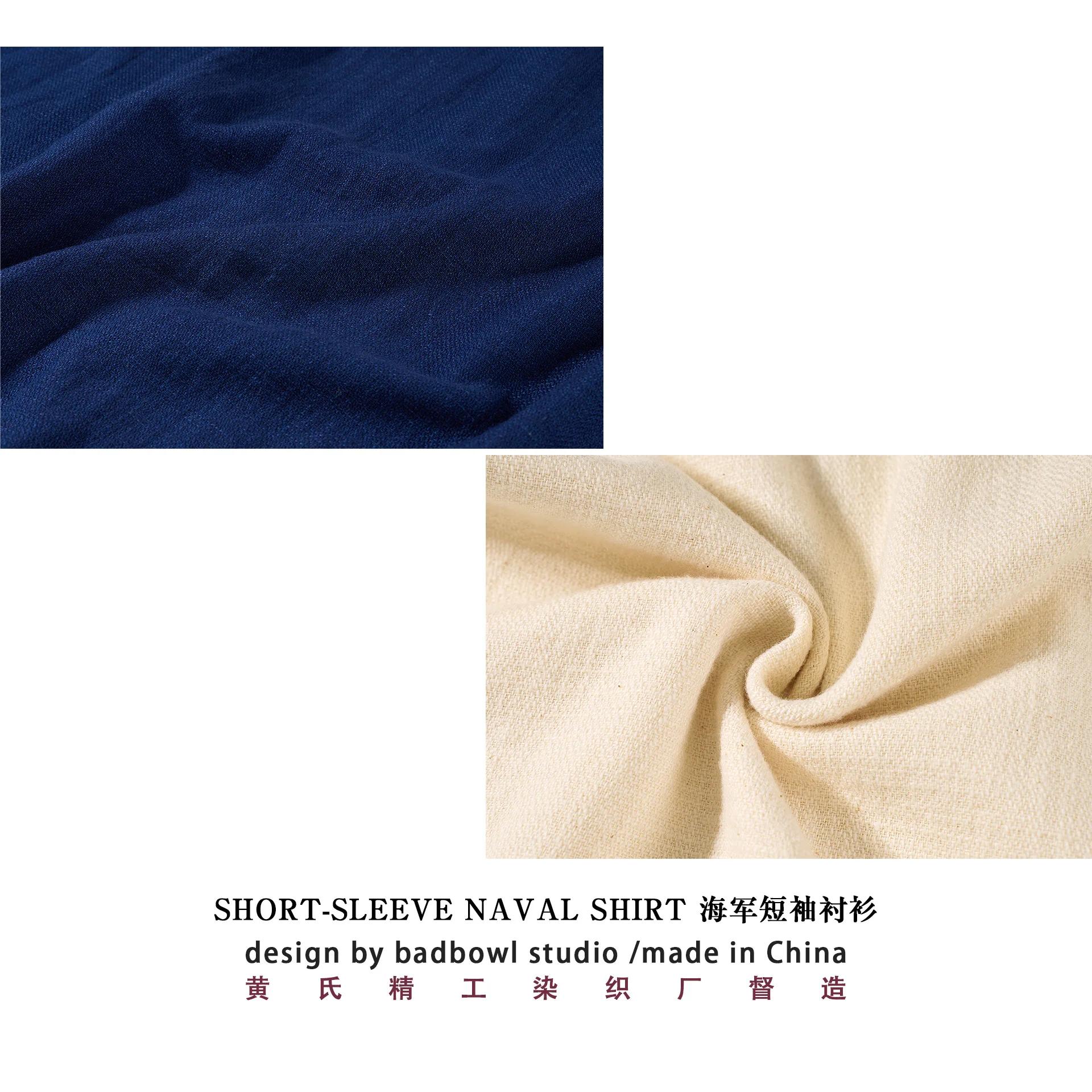 Chemise d'été à col cubain 2025, lin américain, sensation Indigo délavé, 100% coton, Style hawaïen, 