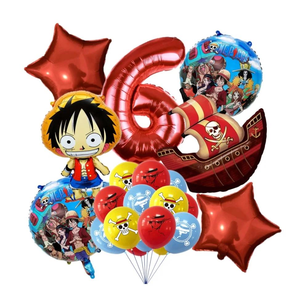 19 pièces une pièce mignon dessin animé bricolage Anime ballons d'anniversaire ensemble numéro ballo