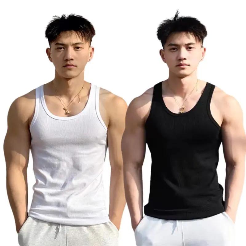 Été solide col carré débardeur coton noir blanc gris femmes hommes grande taille vêtements débardeur