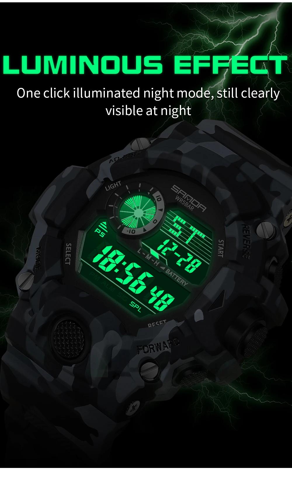 Mode SANDA 2183 hommes Camouflage militaire multi fonctionnel étanche jour veilleuse calendrier homm