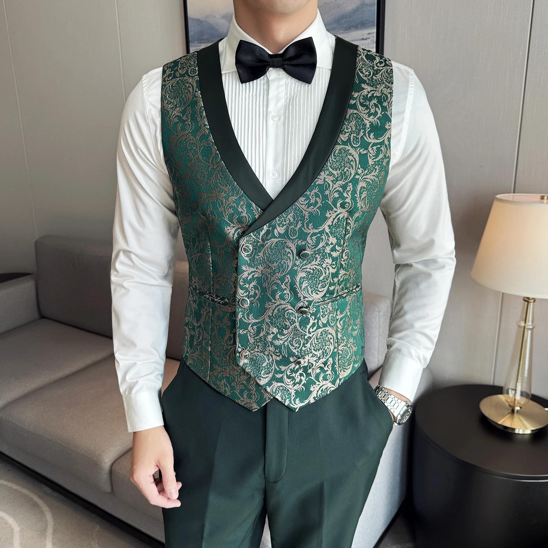 Costume trois pièces pour homme style britannique décontracté chic printemps 2025 – Gilet, pantalon 