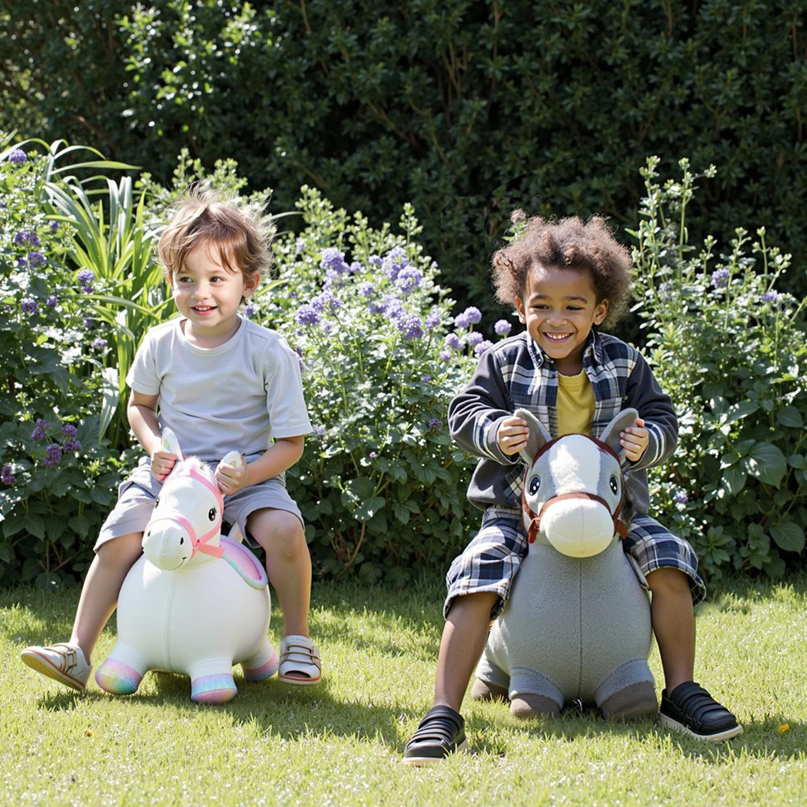 Cheval de saut gonflable Pals, jouet gonflable de trémie d'animal en peluche rebondissante pour tout