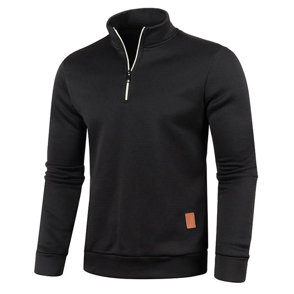 Sweat-shirt à col roulé pour homme, demi-fermeture éclair, pull décontracté, printemps-automne, mant