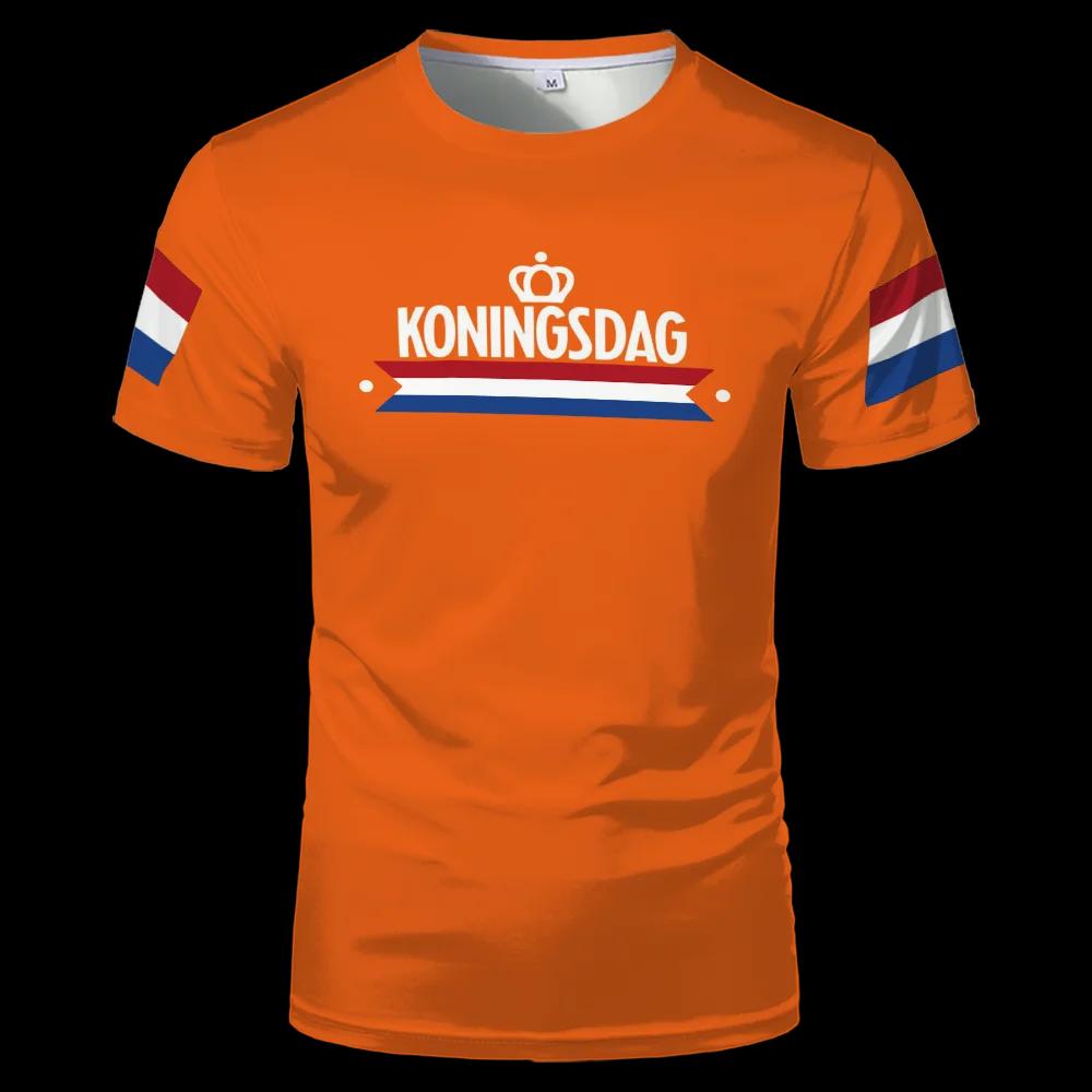 T-shirt à motif de vêtements orange pour la fête du roi néerlandais, avec image du drapeau néerlanda