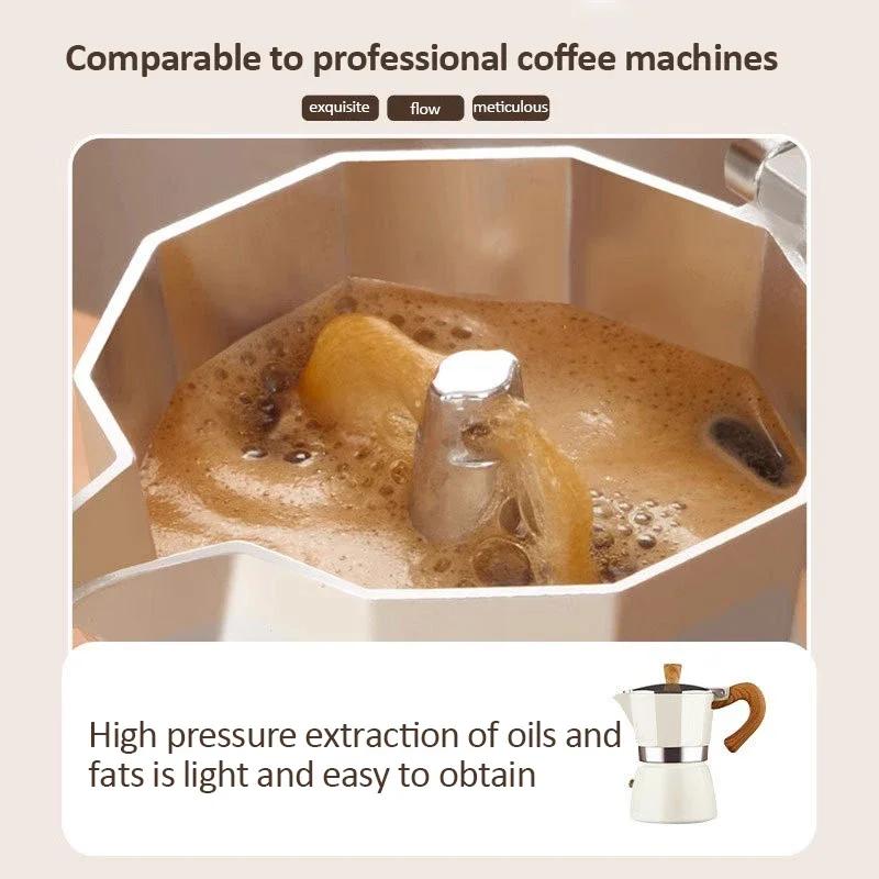 Machine à expresso Vintage avec manche en bois, Pot Moka de 150ml 300ml, outils de café italien clas