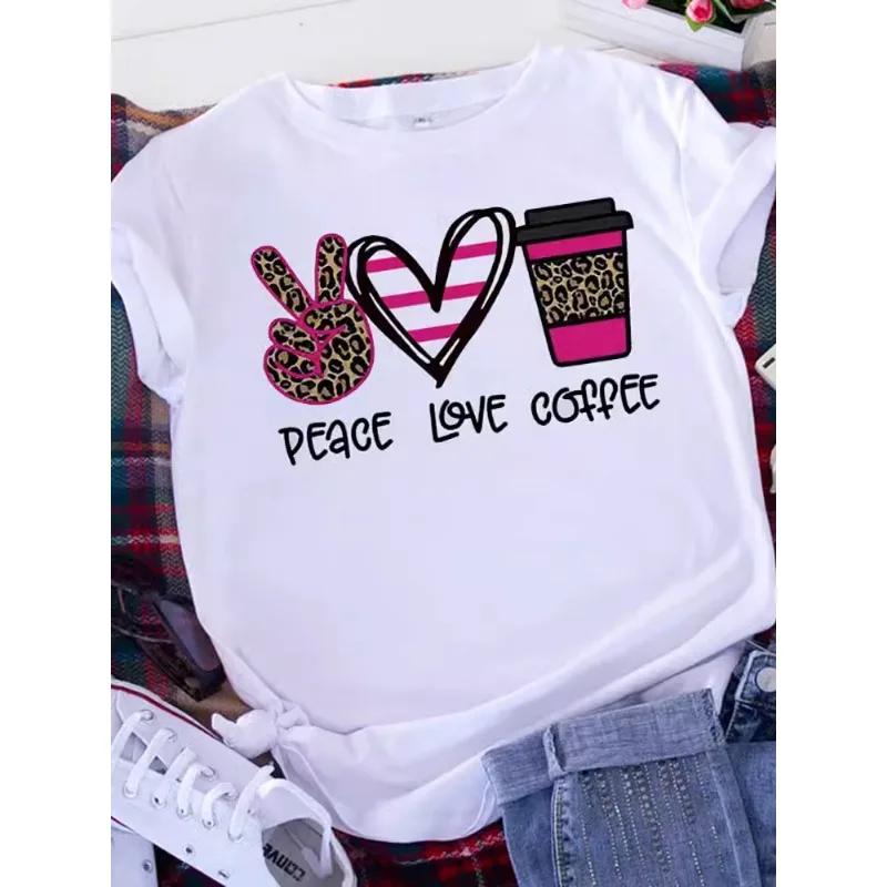 Brave Soul L américain rétro lettres amour blanc T-shirt femmes à manches courtes col rond ample gra