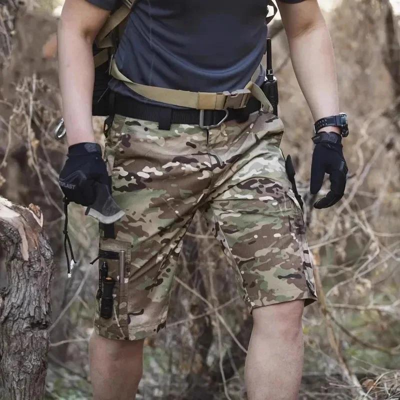 Shorts de camouflage pour hommes, pantalons militaires multi-poches à séchage rapide, pour l'été, ra
