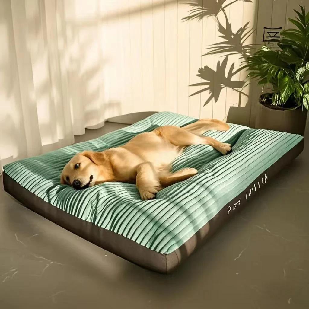 Grand tapis en velours côtelé pour chiens de taille moyenne et grande, lit de couchage surdimensionn