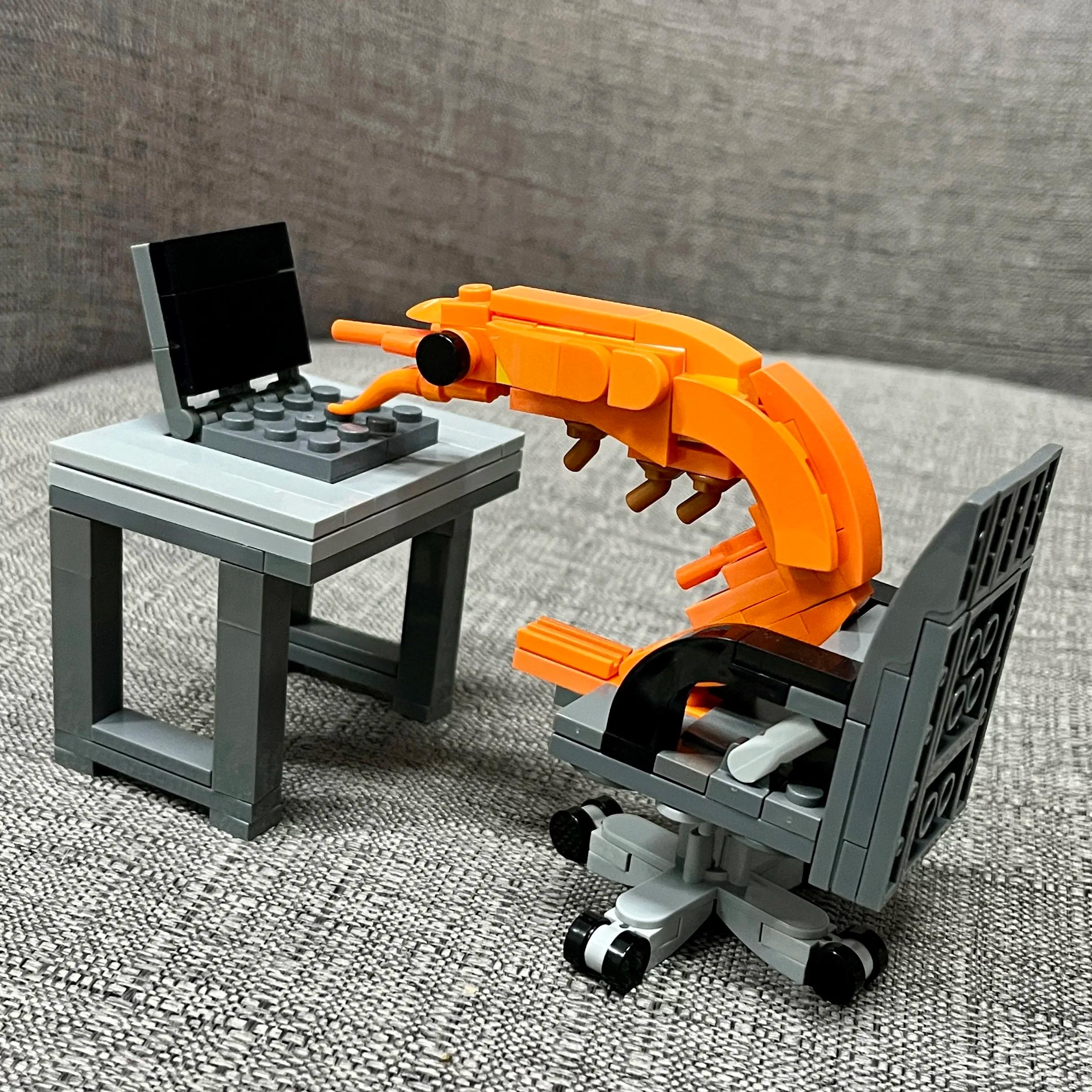 Figurines de modèle de crevettes en blocs de construction MOC, assemblage de puzzle, mélange aléatoi