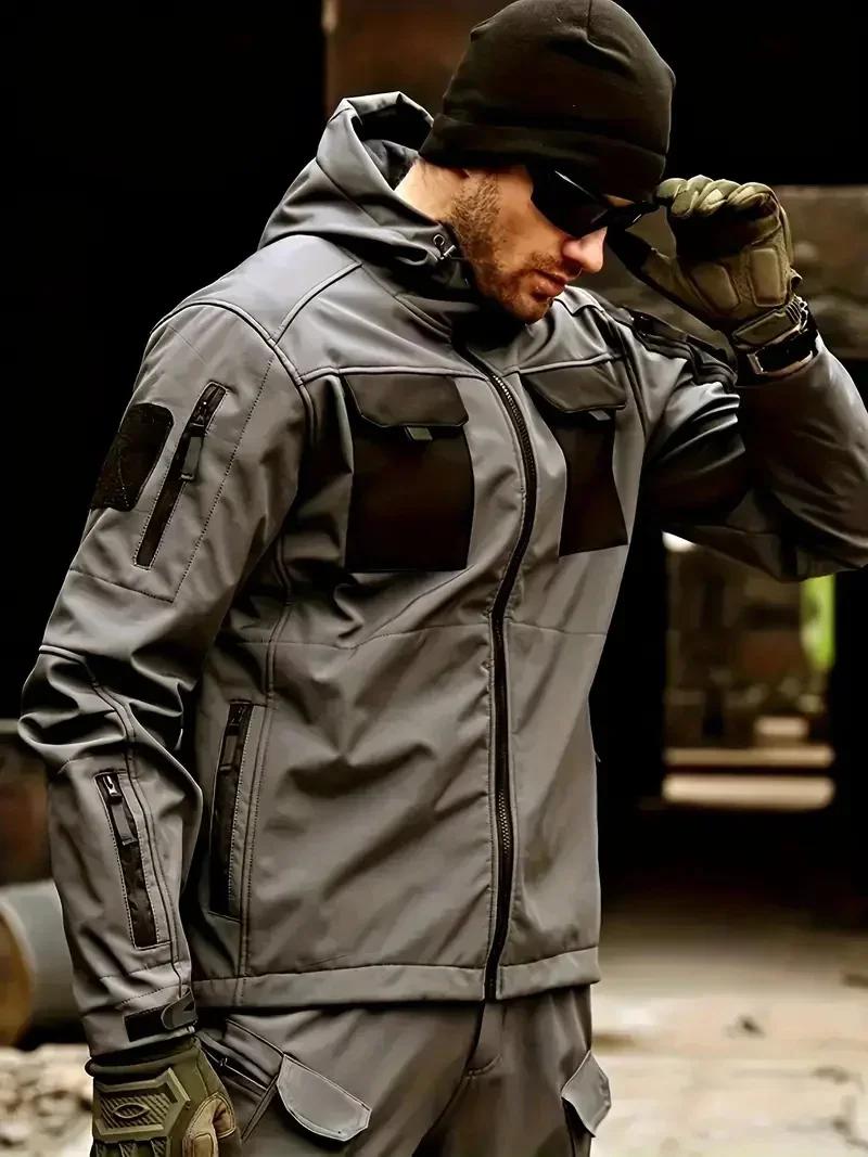 Vestes tactiques pour hommes, Cargo, militaires, SoftShell, imperméables, coupe-vent, à capuche, fon