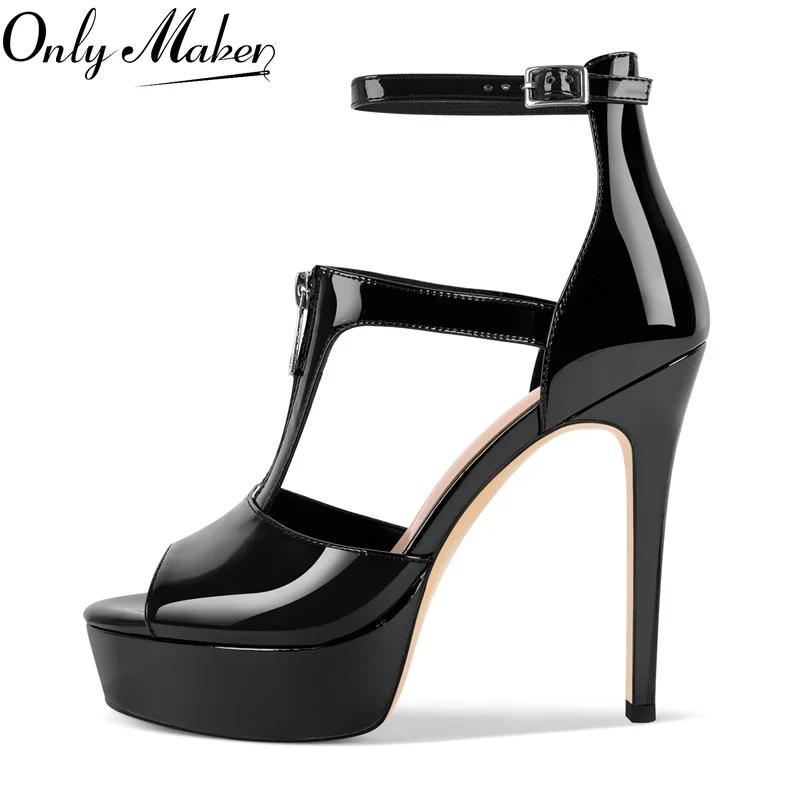 Onlymaker femmes Peep Toe plate-forme sandales mince talon haut robe de soirée Stiletto avec fermetu