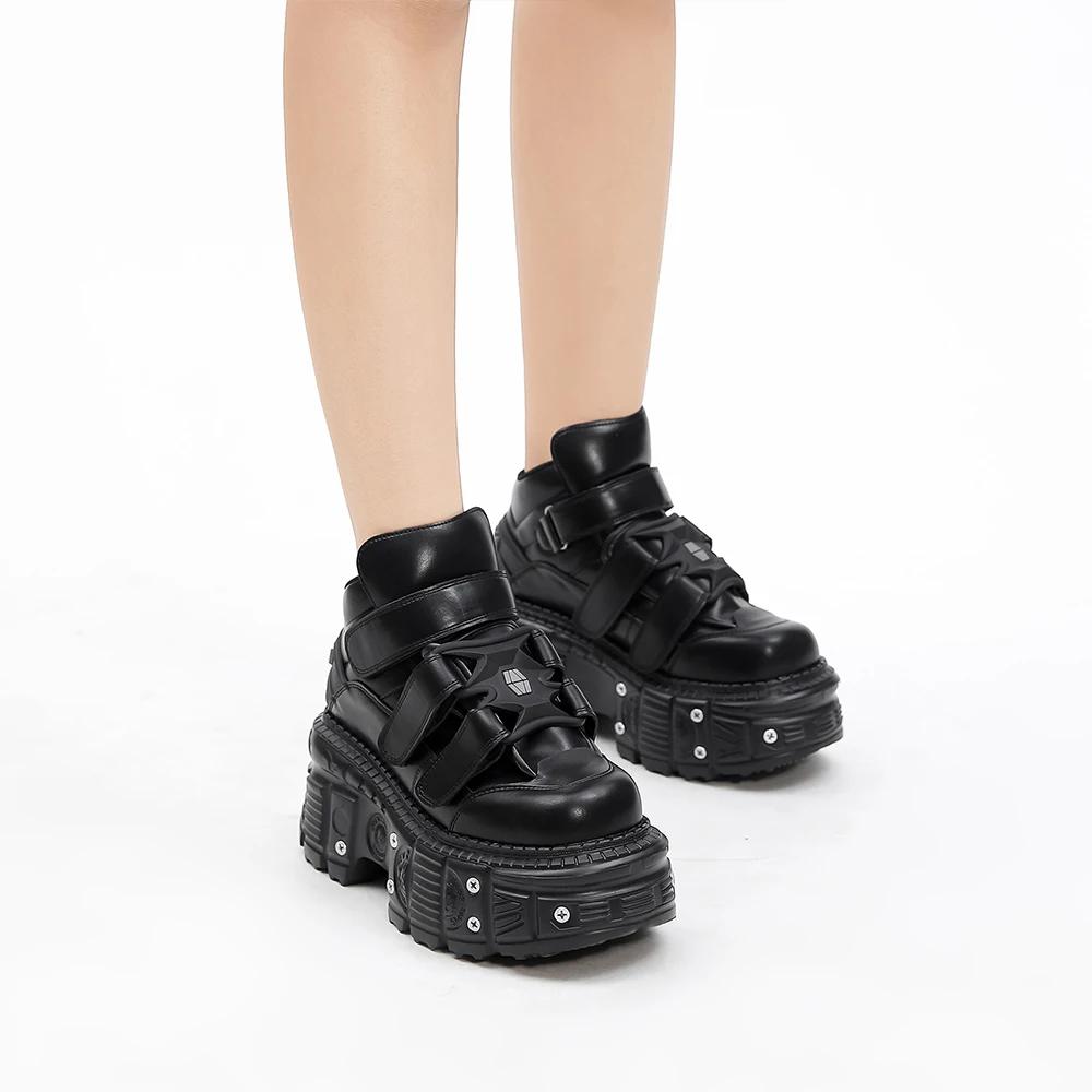 2026 nouveau Style Punk femmes chaussures à lacets talon hauteur 6CM plate-forme chaussures femme mé