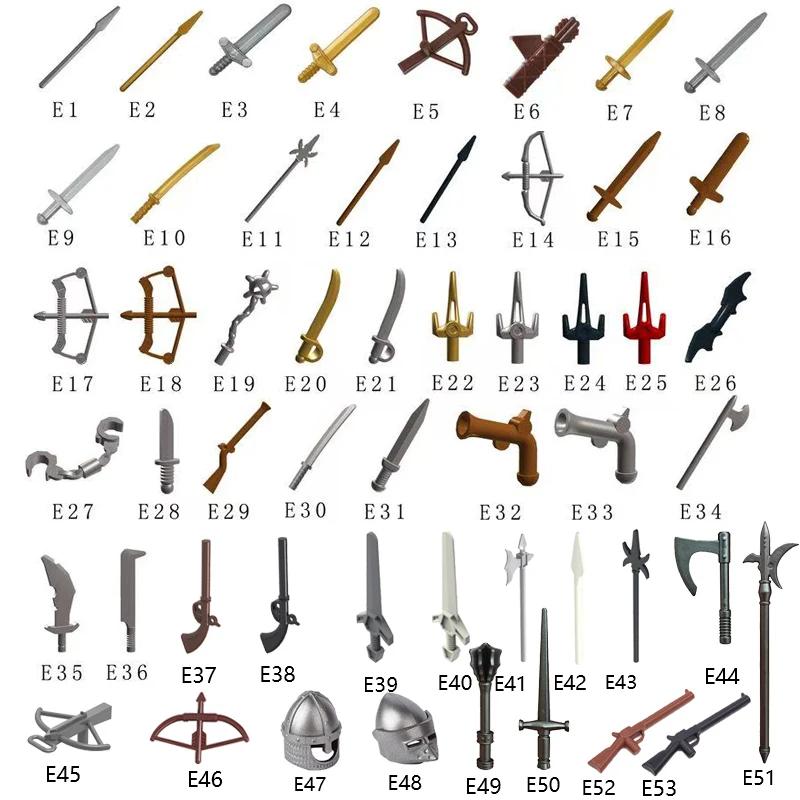 MOC – blocs de construction d'armes militaires médiévales, pièces de château, chevaliers, soldat, ép