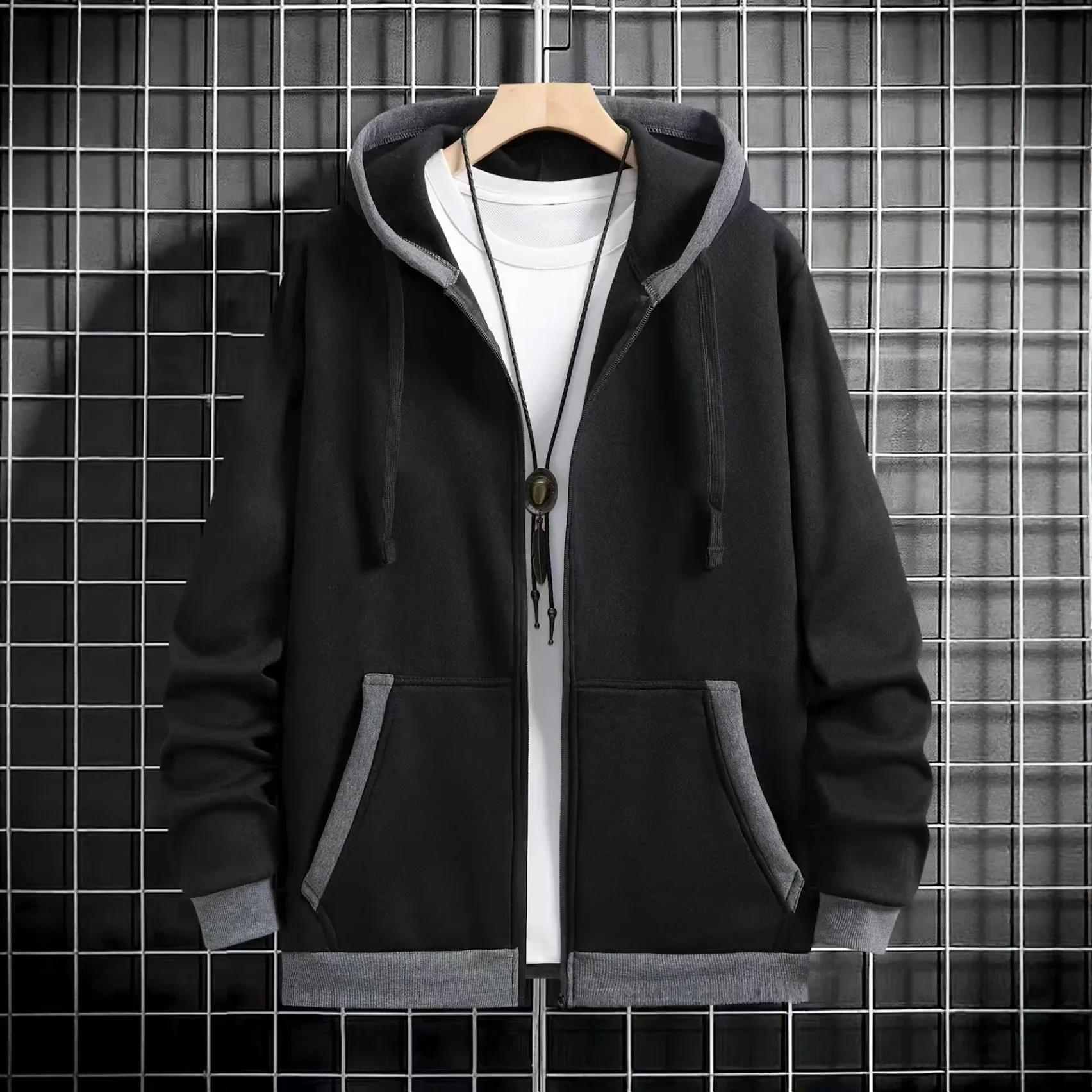 Cardigan épais à capuche et fermeture éclair pour homme, vêtement d'extérieur décontracté, sweat-shi