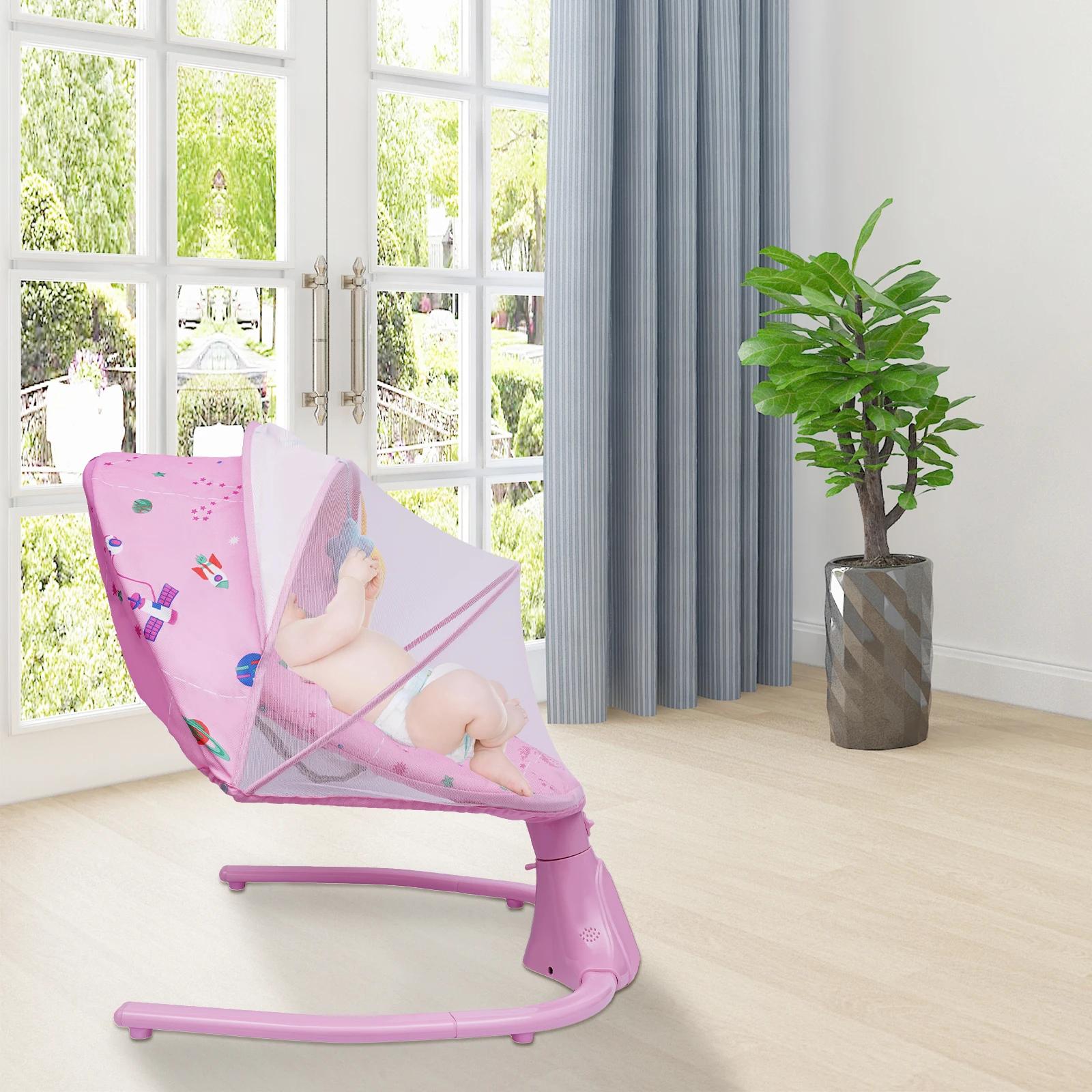 Balançoire réglable pour bébé – Télécommande, 4 vitesses de balançoire, coussin confortable pour nou