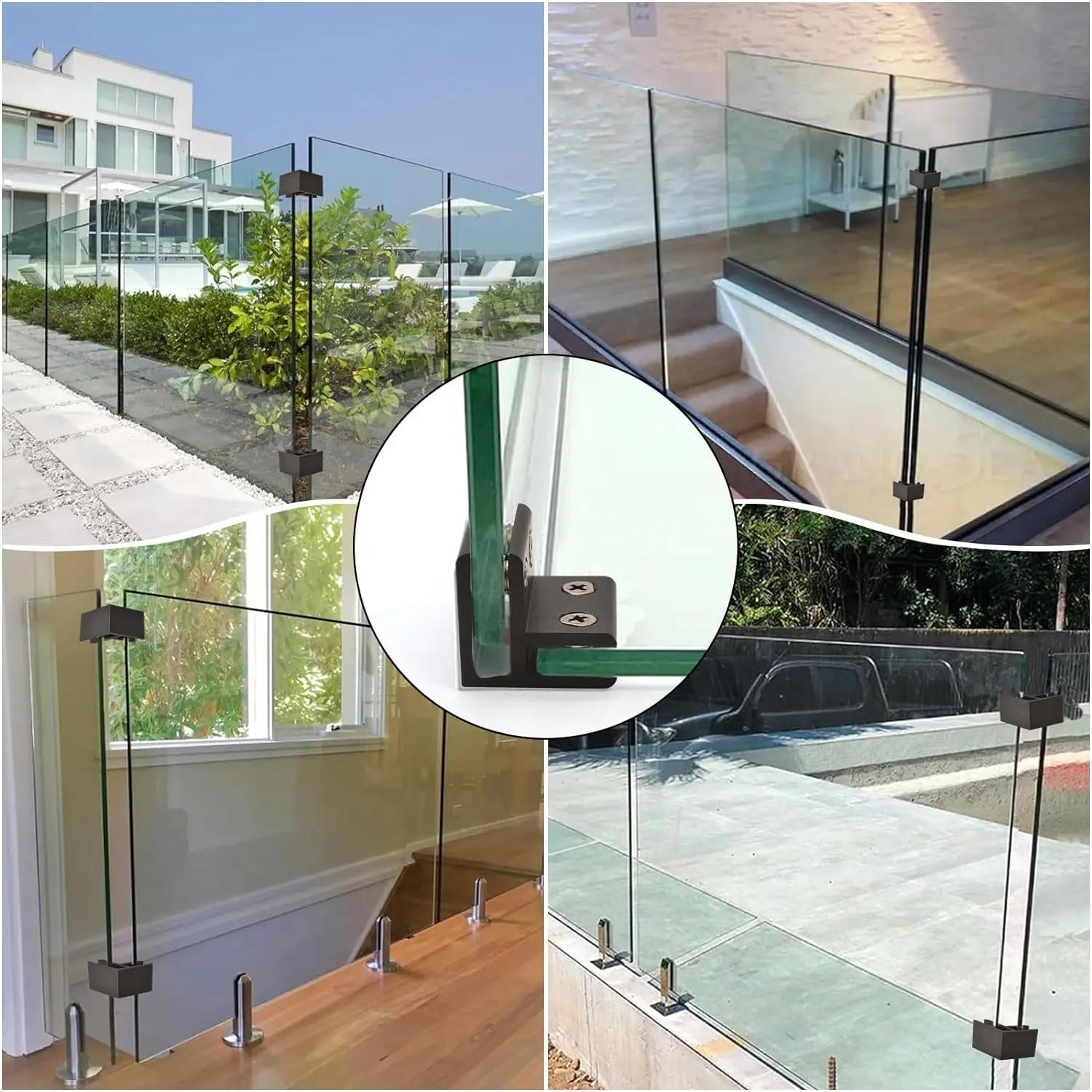 Lot de 4 supports de jonction en aluminium pour verre, en forme de L, T ou croisée, pour cloisons de
