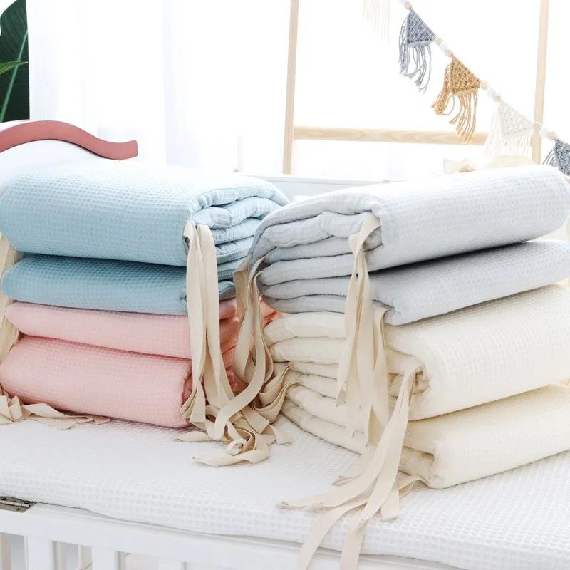 Ensemble de pare-chocs de berceau de bébé lavable en coton gaufré une pièce pour les nouveau-nés pou