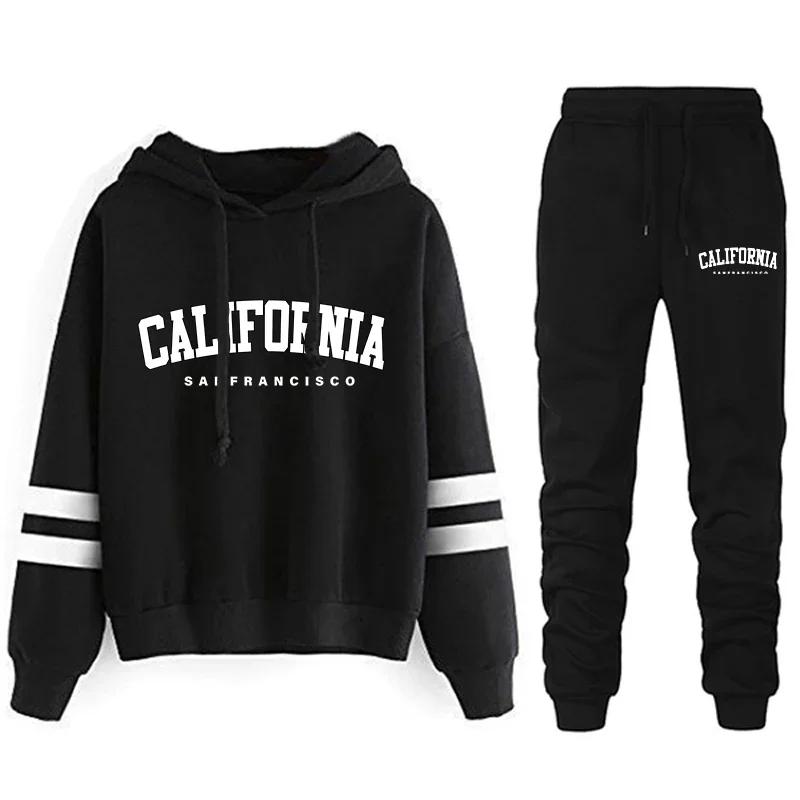 California Womens Survêtement Casual Stripe Polyvalent Sweat à capuche ou pantalon ou costume Simpli