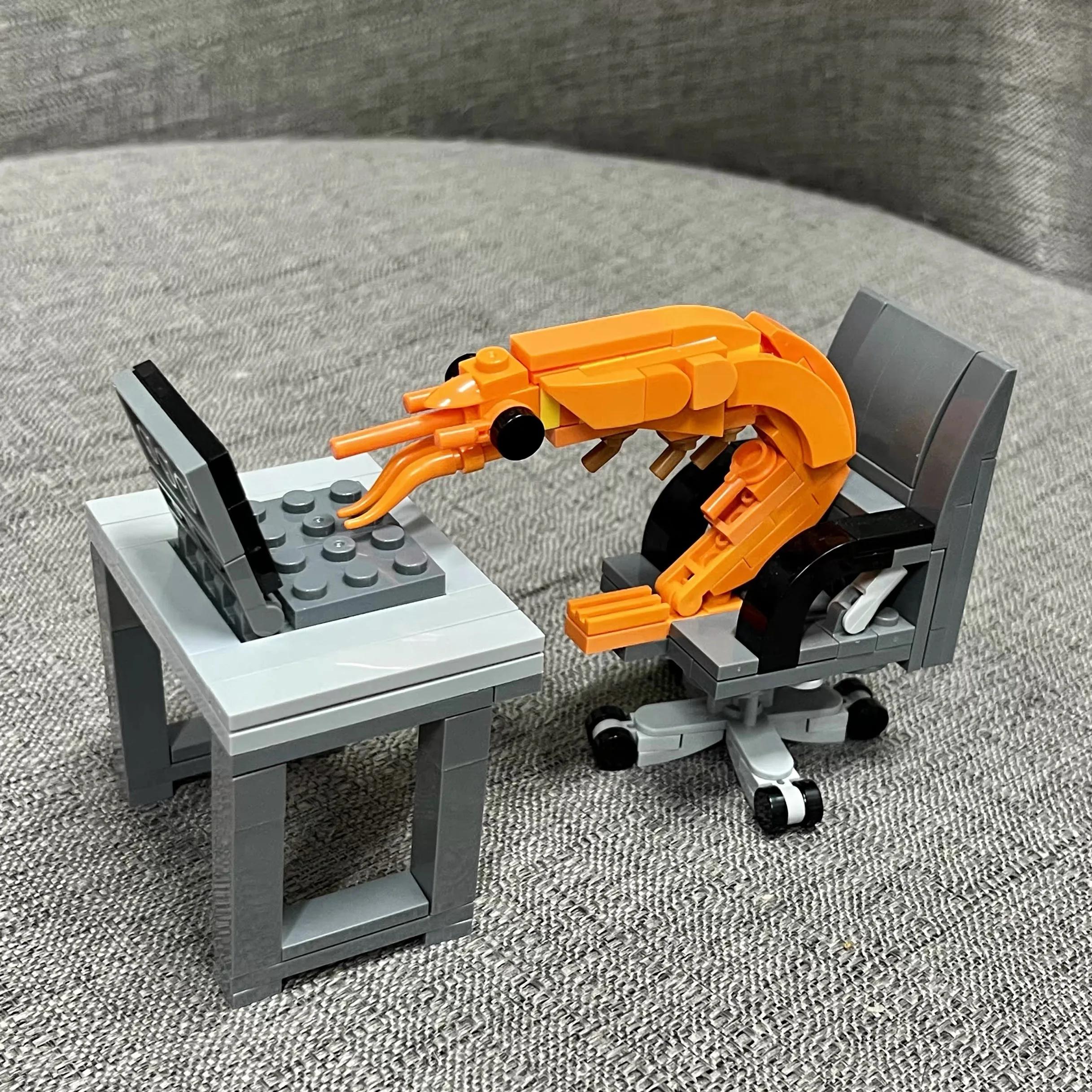 Figurines de modèle de crevettes en blocs de construction MOC, assemblage de puzzle, mélange aléatoi