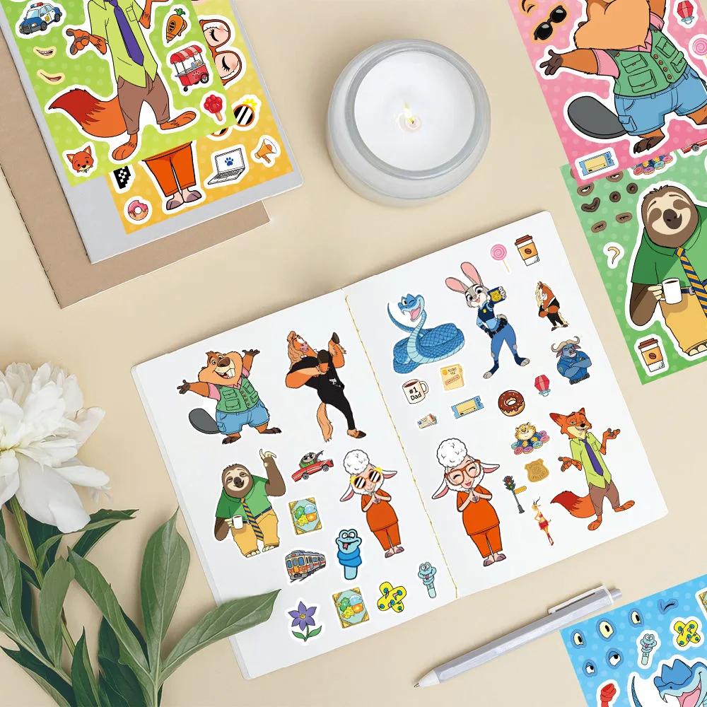 8/16 feuilles faire un visage Zootopia 2 Puzzle dessin animé autocollants bricolage Ryder Chase asse