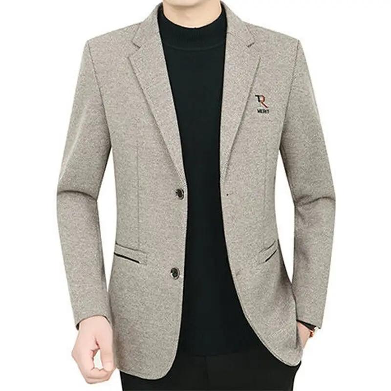 Nouvelle Collection Printemps – Blazer Décontracté en Laine Mélangée pour Homme d'Âge Moyen – Veste 