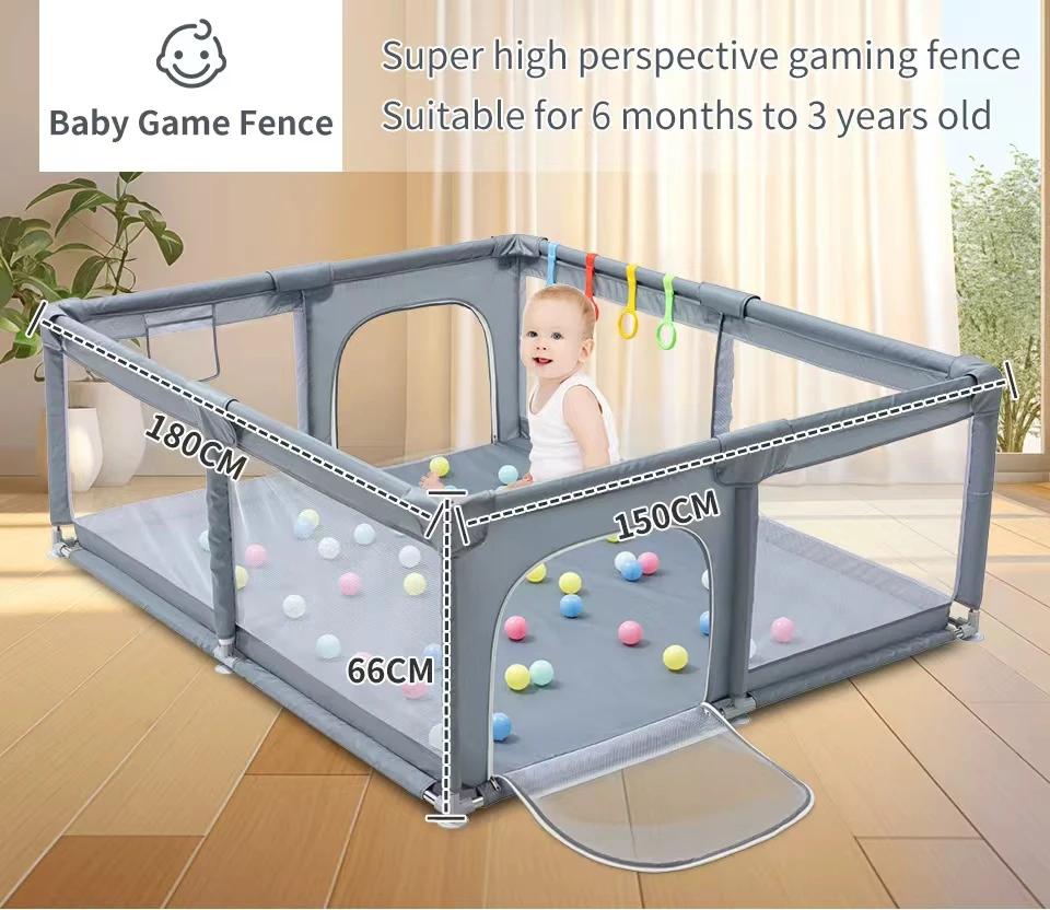 Parc pour bébé, barrière de sécurité pour enfant, clôture avec anneau de traction, boîte à balles, a