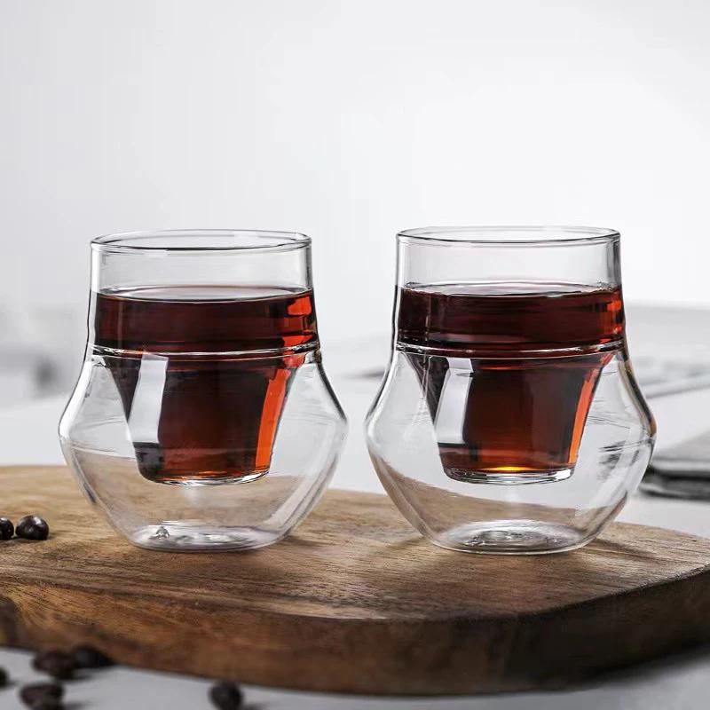YWDL Nouvelle Tasse à Café Expresso Créative en Verre Double Paroi Anti-brûlure, Tasse à Lait, à Bra
