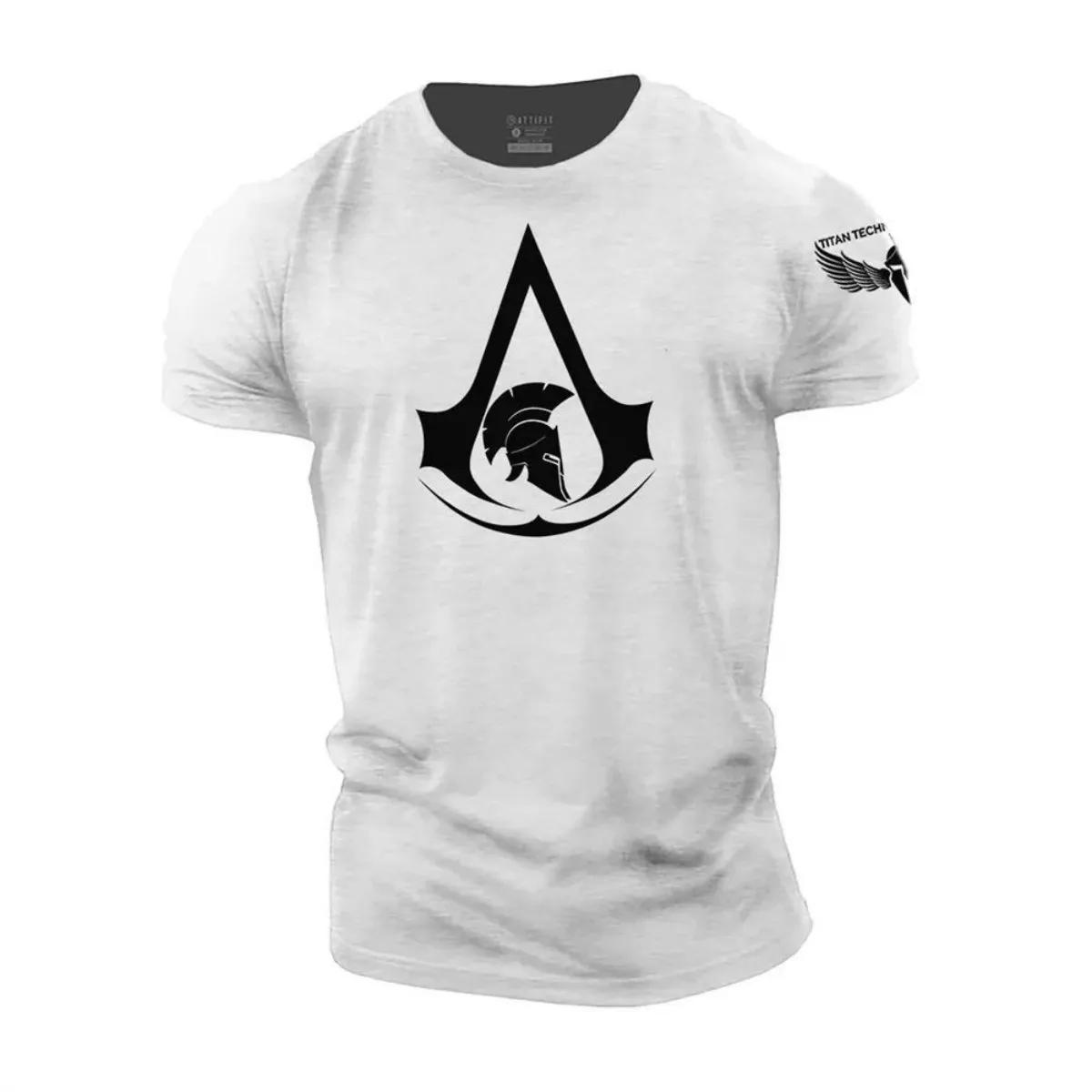 T-shirt col rond confortable et respirant pour hommes, motif imprimé Spartan Warrior, adapté aux vêt