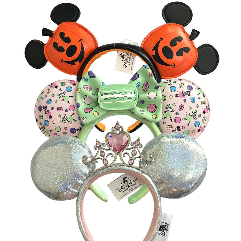 Disney citrouille Mickey Minnie bandeau adultes/enfant Disneyland PU cuir arc oreille femmes cadeaux