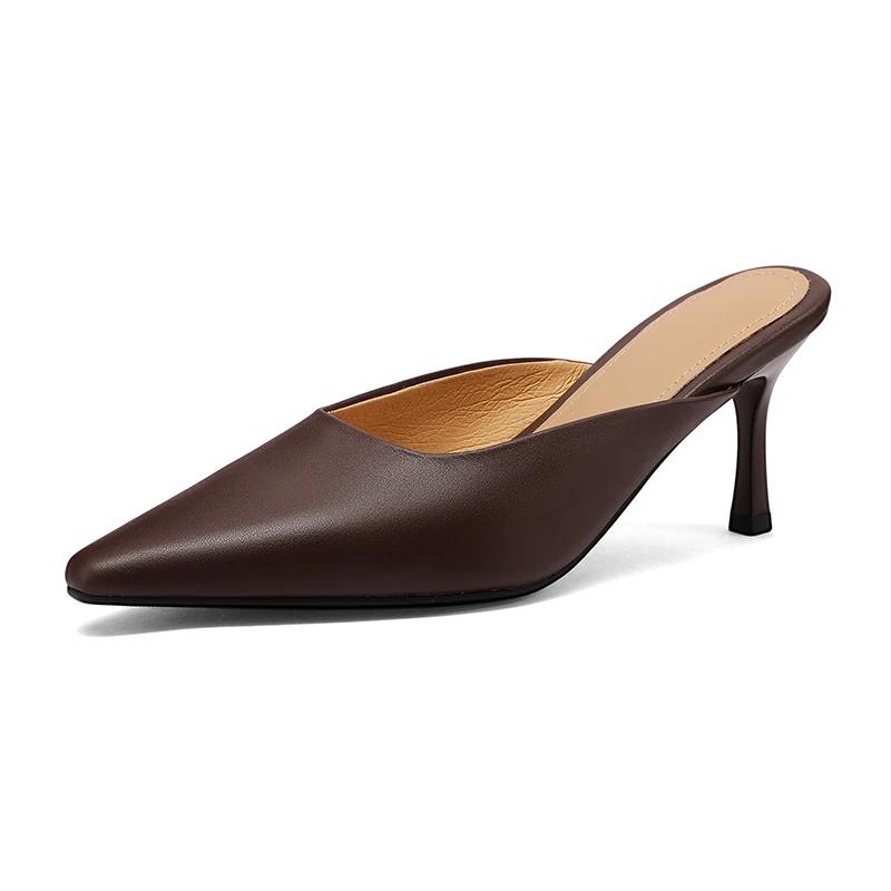SmallHut 2026 – Nouveauté Été – Mules en Cuir Véritable pour Femme – Sexy, Noires, Abricot, Bordeaux