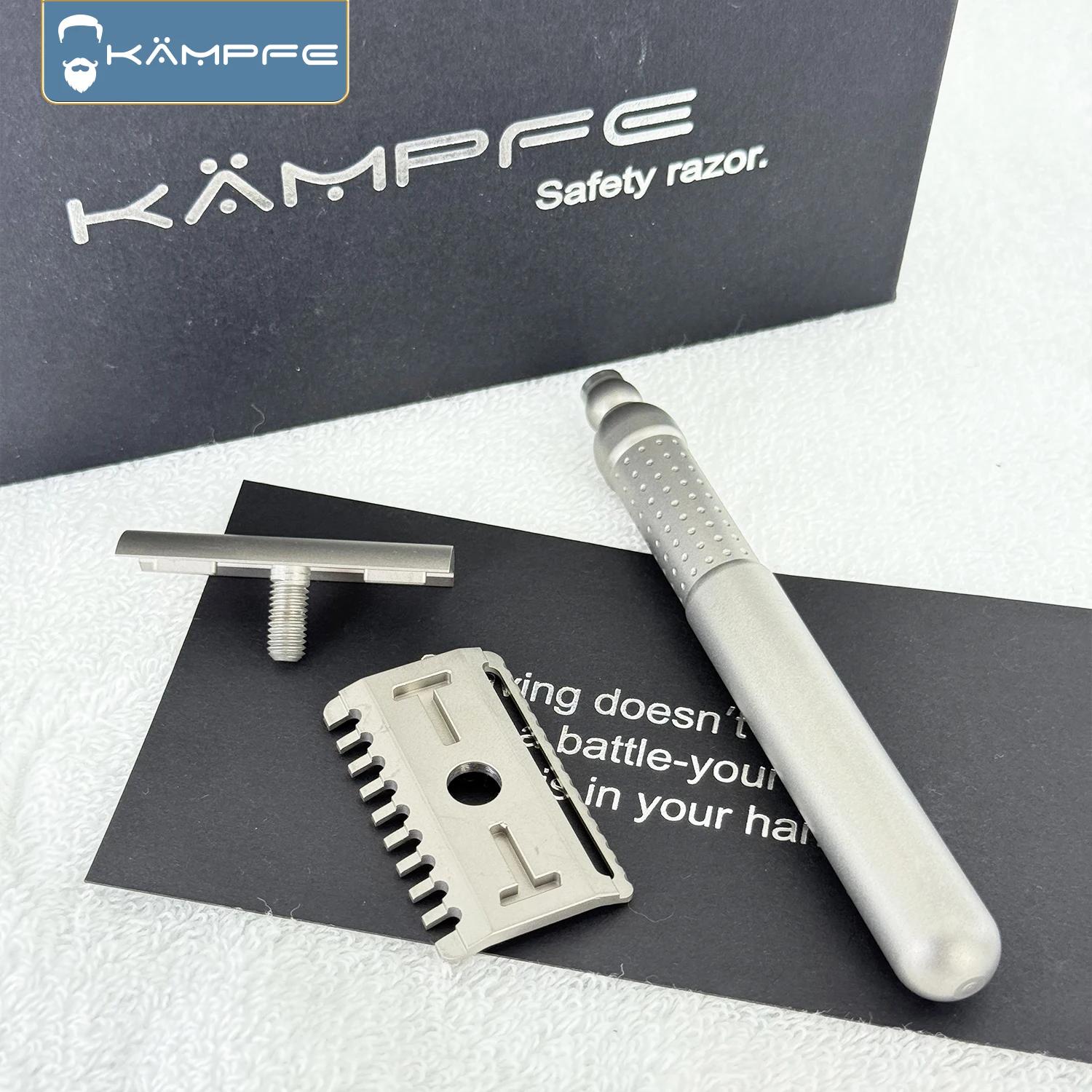 Rasoir de sécurité KAMPFE Double-Comb en titane, système de peignes ouverts et fermés réutilisable |