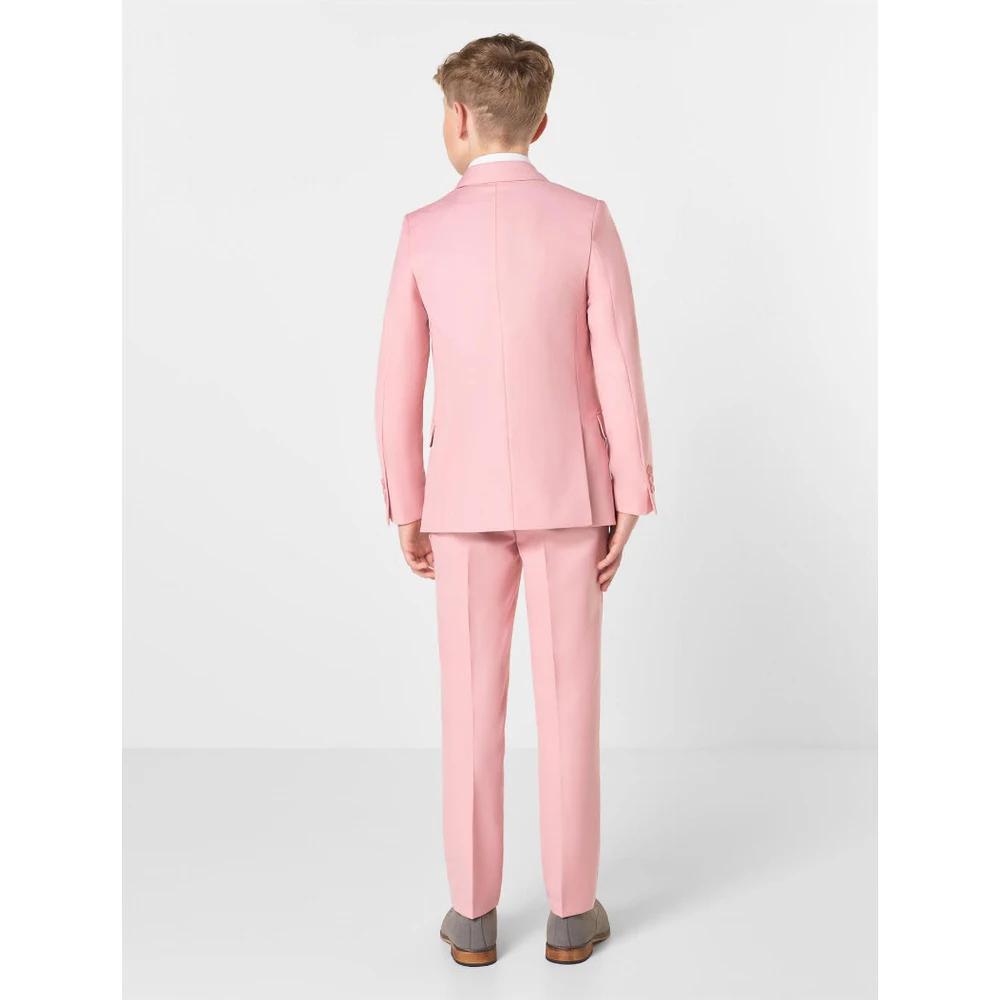 Ensembles roses pour enfants, 3 pièces, élégant, revers cranté, simple boutonnage, costume formel dé