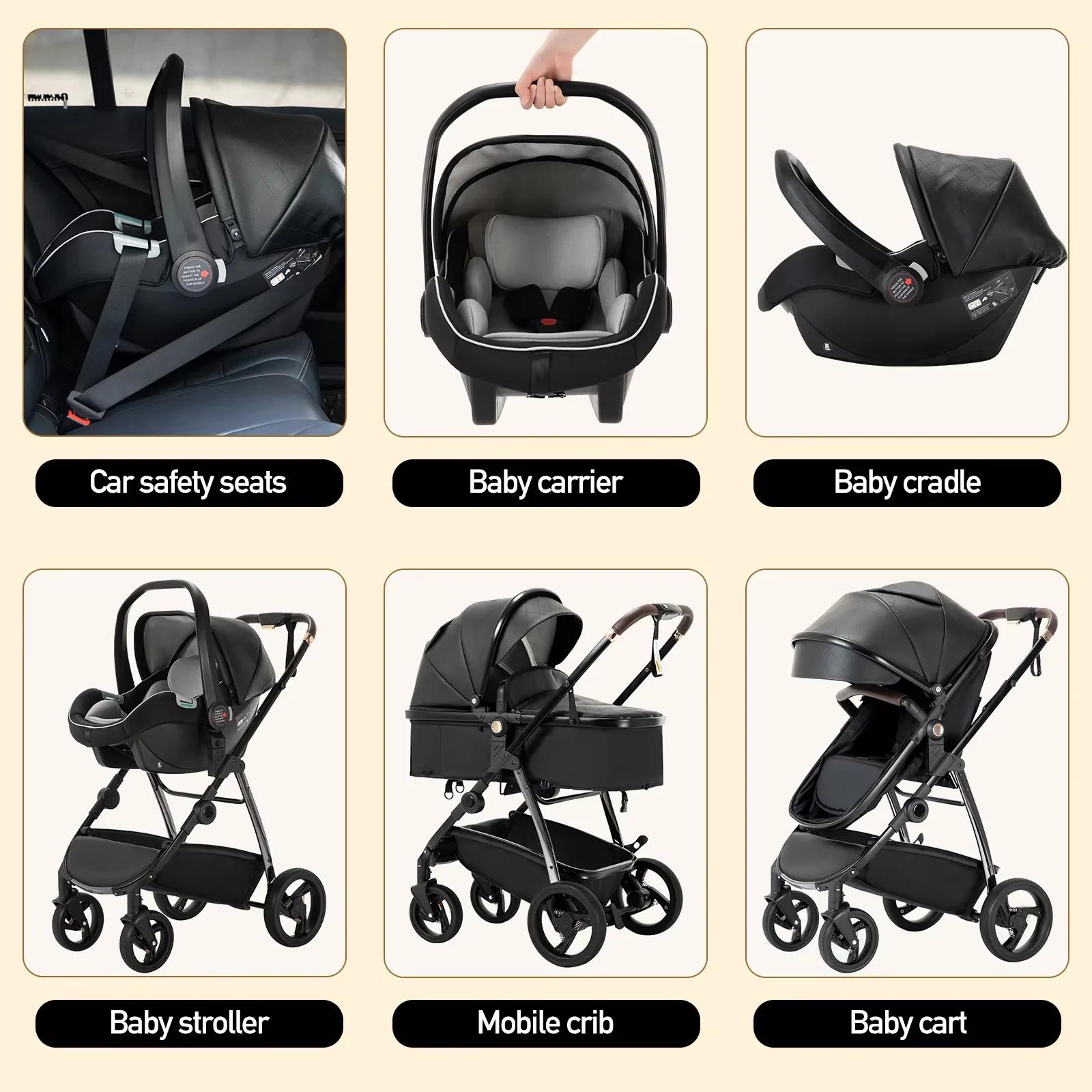Poussette bébé 3 en 1 landau Portable luxueux voyage landau haute paysage nouveau-né bébé poussette 