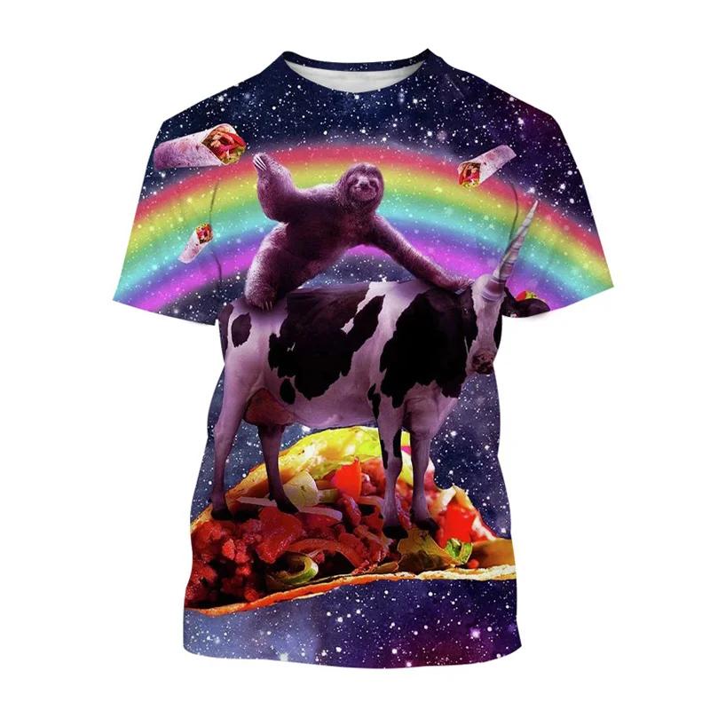 Drôle galaxie paresseux T-shirt pour hommes enfants décontracté Animal Pizza impression 3d T-shirt h