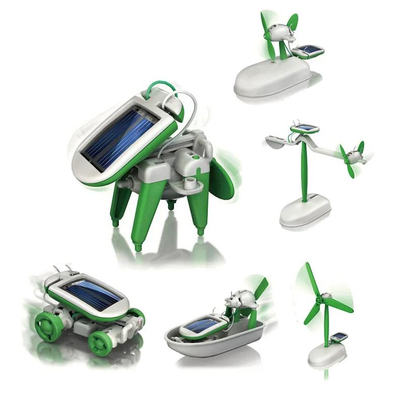 Kit de Robot à énergie solaire 6 en 1, assemblage de ventilateur de bateau, moulin à vent, jouets de