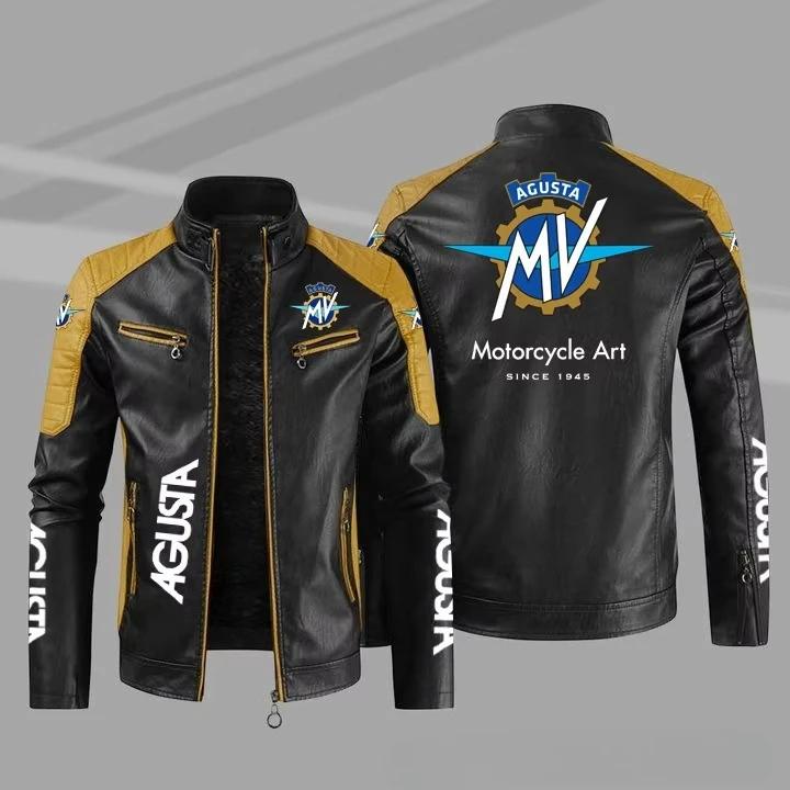 【Taille européenne】Augusta Mv moto Logo veste de mode Pu haut de gamme veste en cuir décontractée po