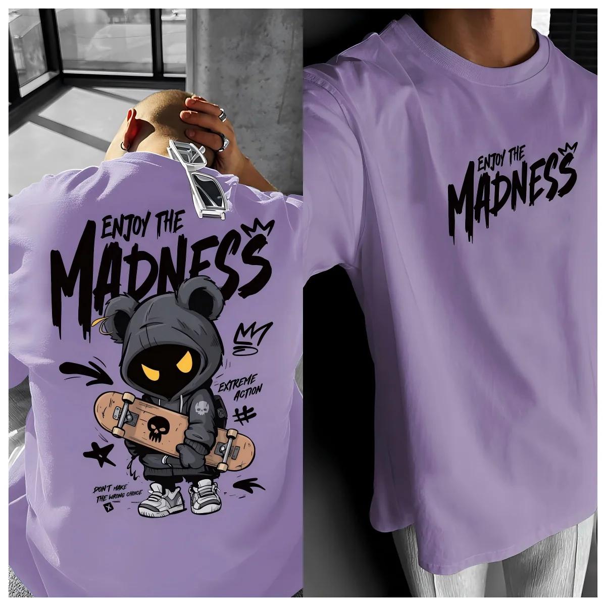 T-shirt col rond pour hommes européens et américains, nouveau design d'été imprimé de dessin animé, 