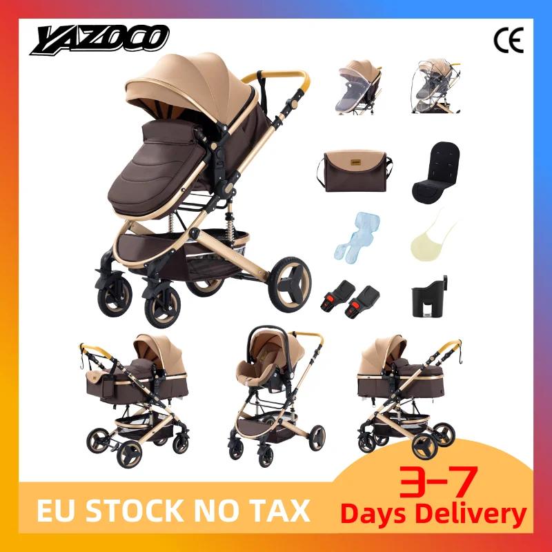 Poussette de luxe 3 en 1 pour bébé, portable, pliable, avec cadre en aluminium, pour nouveau-né et n