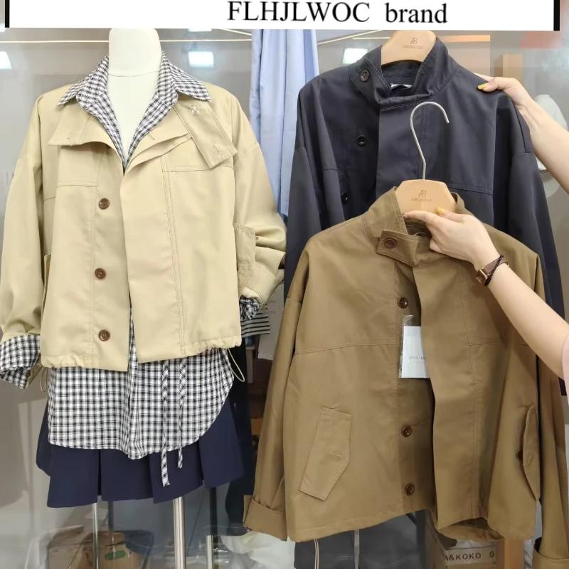 Coupe-vent en coton mélangé à manches longues pour femmes, vêtements courts coréens, vêtements décon