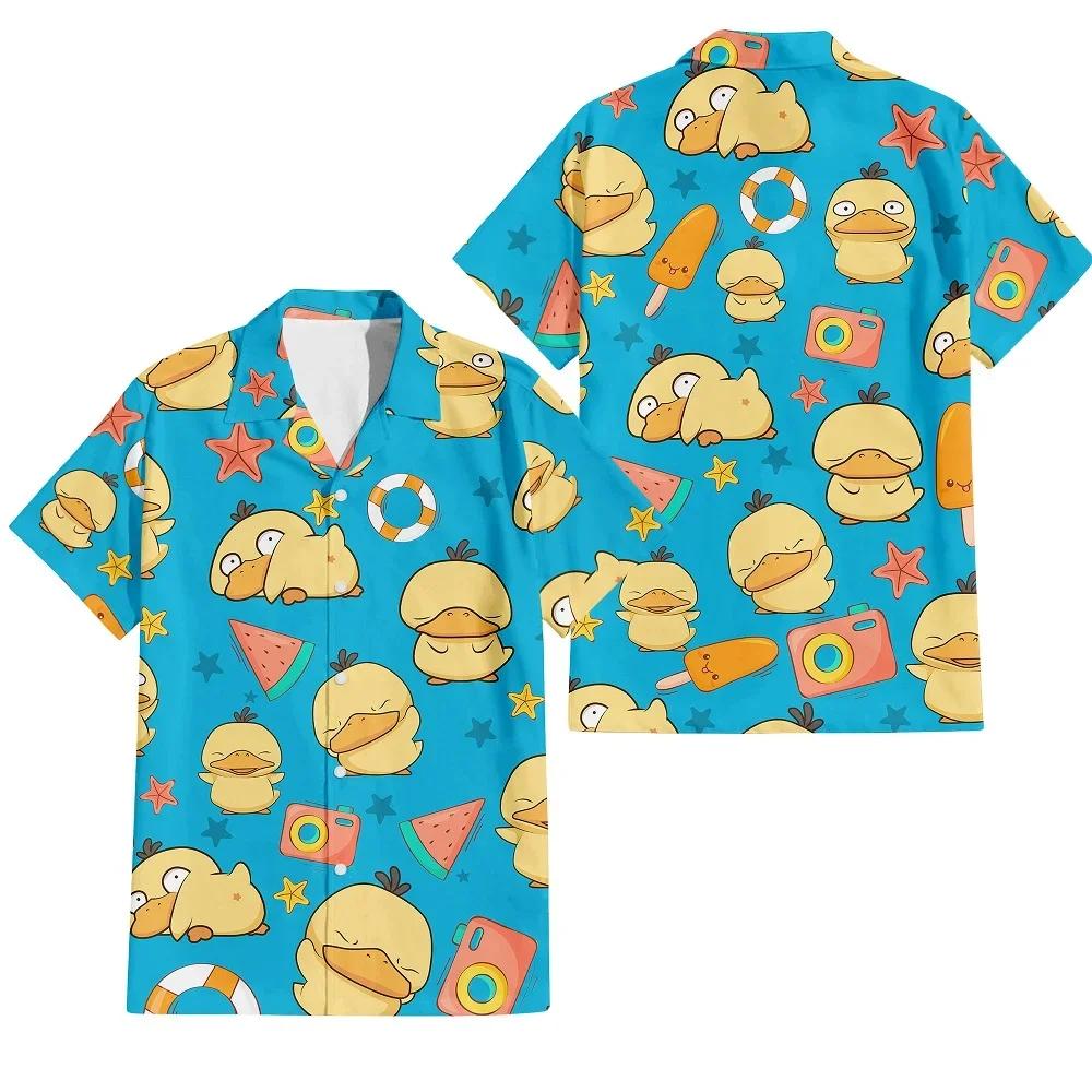 T-shirt hawaïen pour hommes 3D amusant dessin animé imprimé animal hommes été plage ample surdimensi