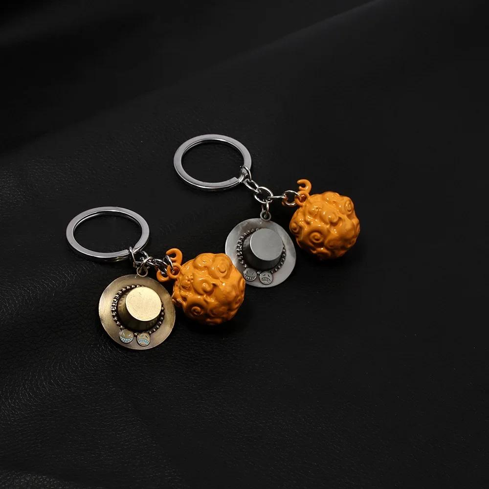 Porte-clés en métal une pièce, Anime Luffy Ace Law Devil Fruit, pendentif créatif, porte-clé de voit