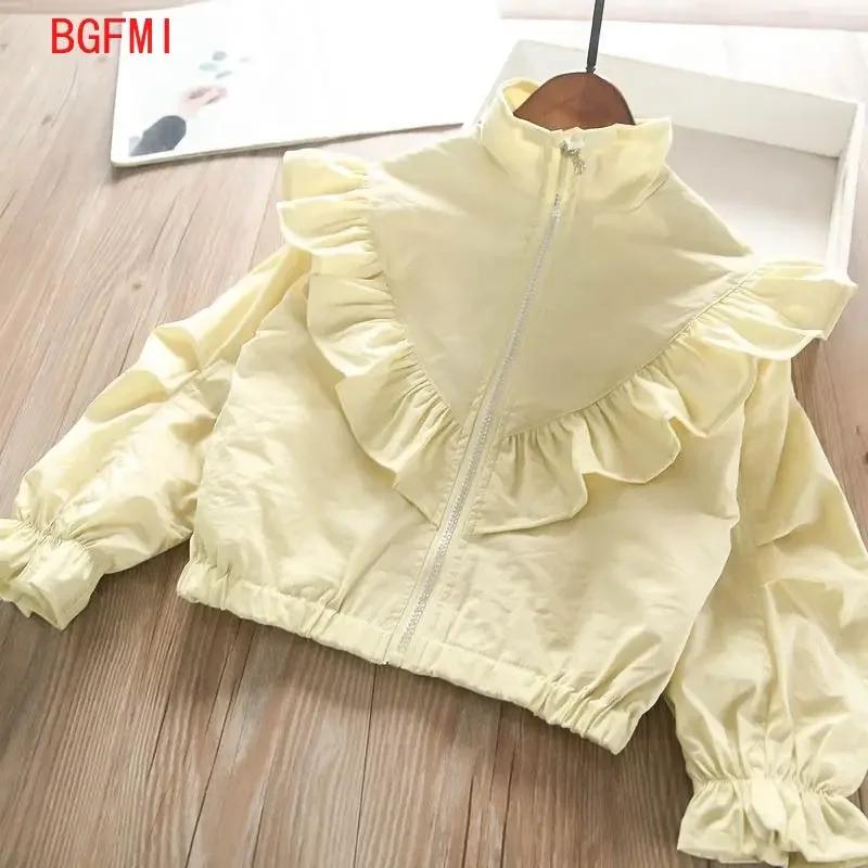 Chemise à Col Montant à Volants pour Fille, Chemisier à Manches sulf, Couleur Unie, 2-10 Ans, Printe