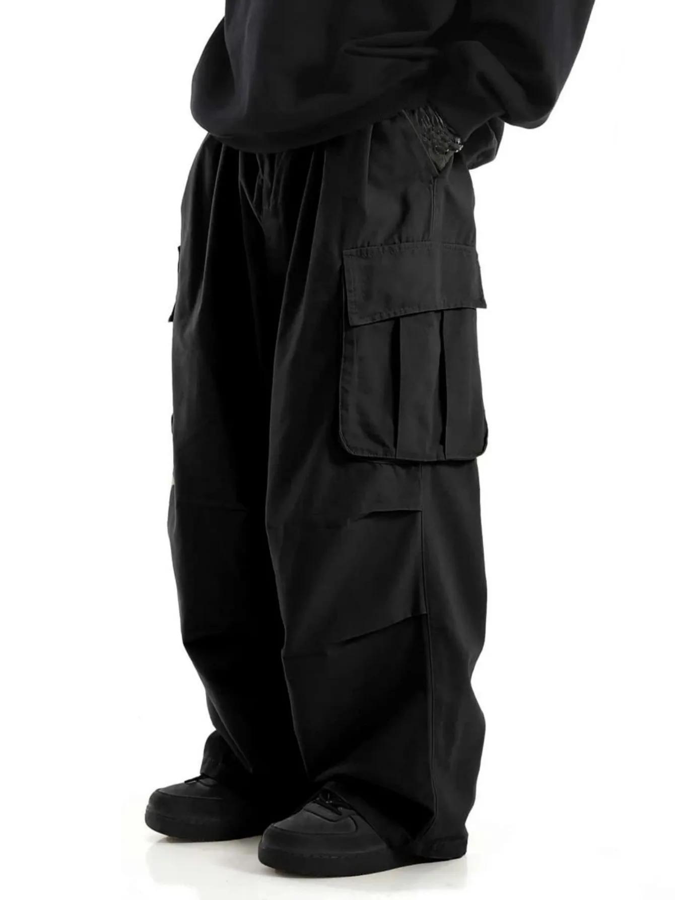 Pantalons de travail pour hommes grande taille, jambes larges, style streetwear, pantalons cargo ten