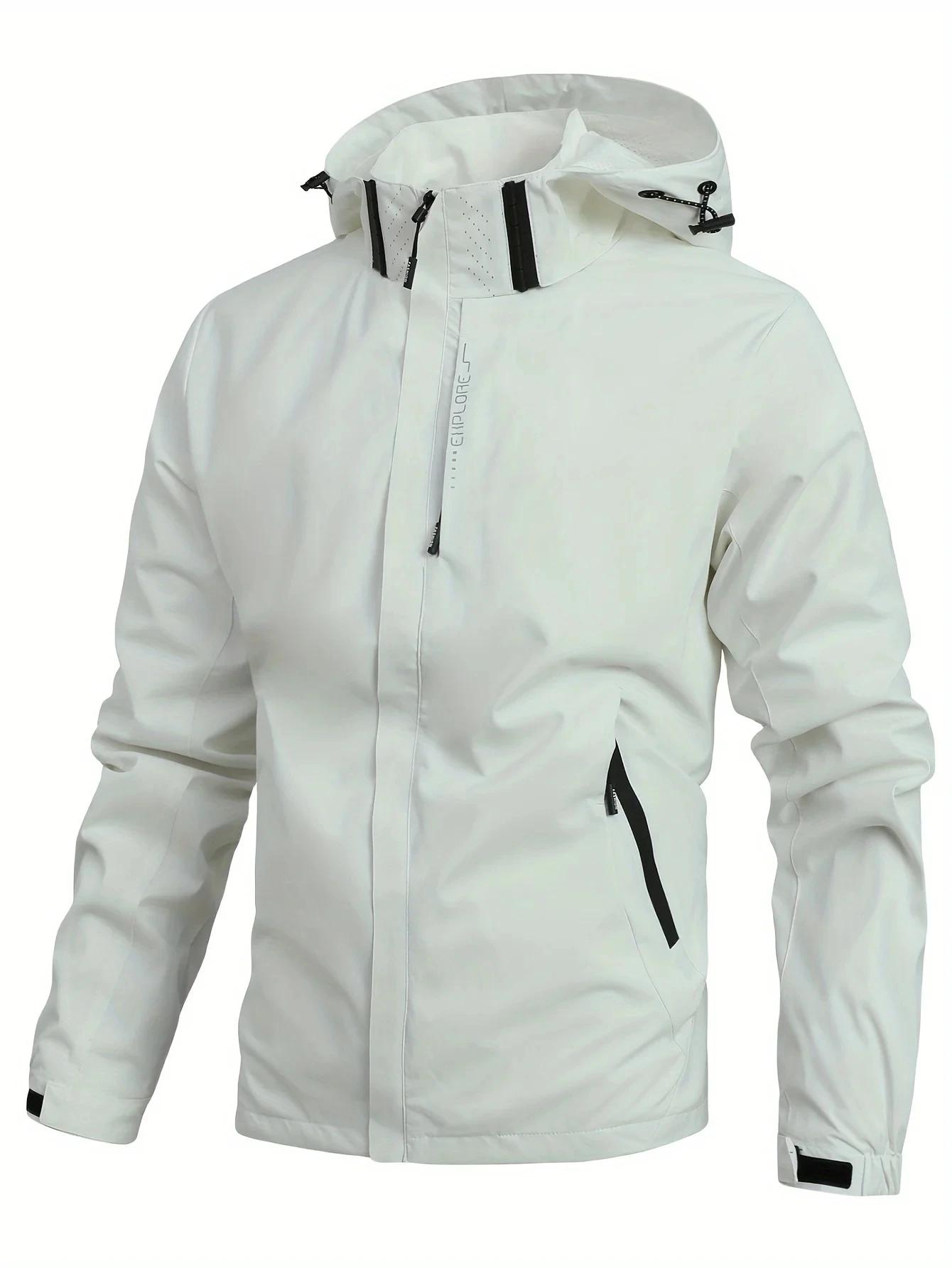 Veste de pluie imperméable légère pour hommes, imperméable d'extérieur à capuche, veste coupe-vent d