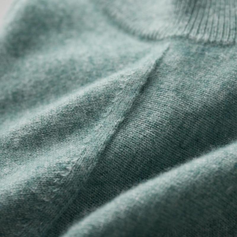 Pull à manches courtes en cachemire pur pour hommes, pull en tricot décontracté, ample, col semi-hau