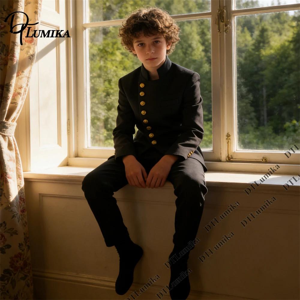 Costume de cérémonie élégant pour garçons avec col mandarin et boutons dorés – Idéal pour mariage, p