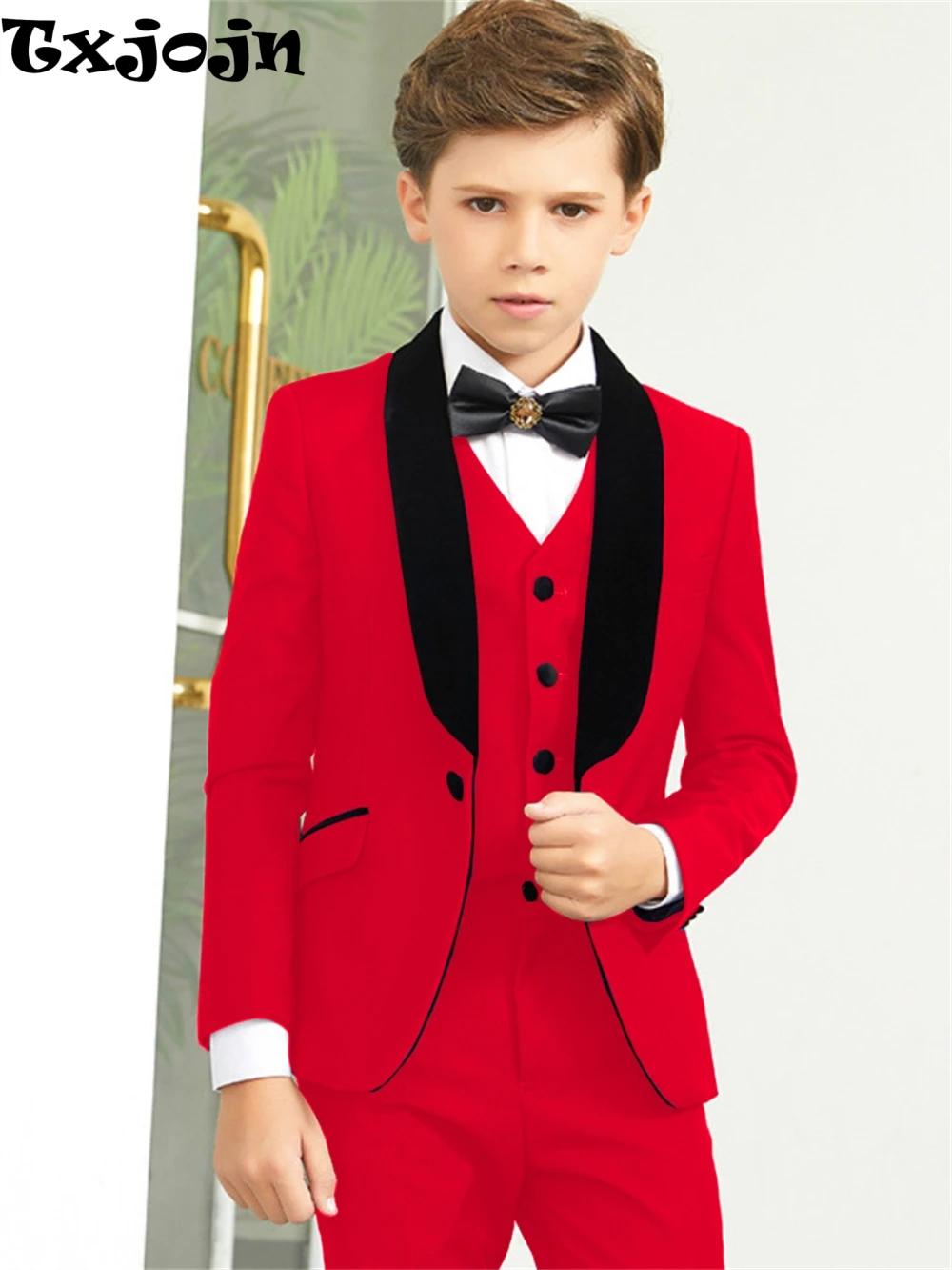 Txjojn offre spéciale châle revers enfants costumes veste gilet pantalon 3 pièces, livraison rapide 