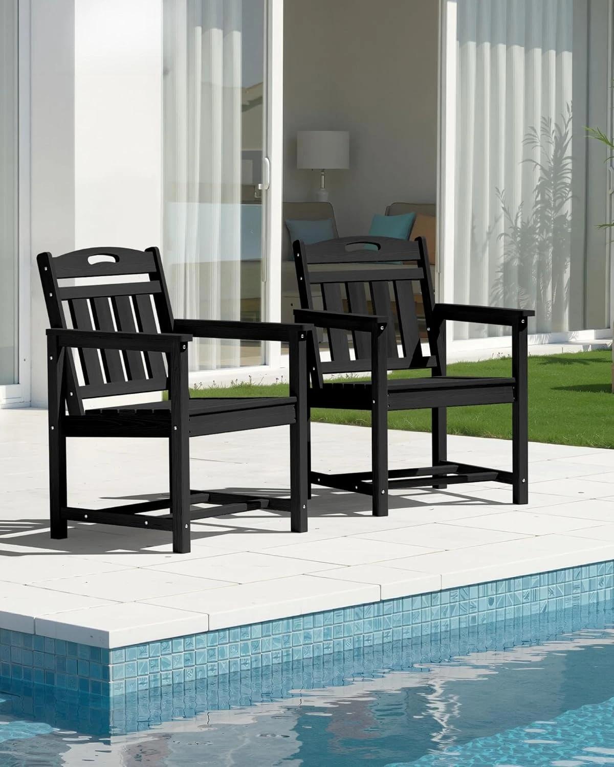 Ensemble de 2 chaises de patio résistantes aux intempéries - Chaises de salle à manger d'extérieur e