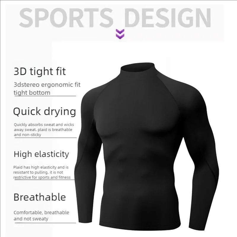 T-shirt à manches longues pour Homme, sous-vêtement thermique à col roulé, en molleton doux et fin d